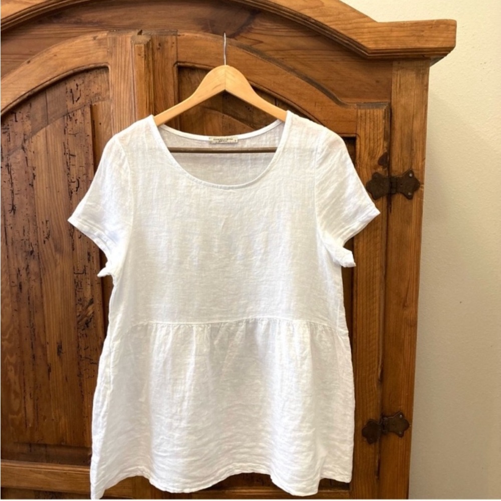 Francesca Bettini White Linen baby doll blouse